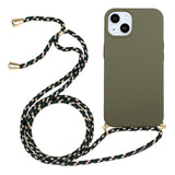 iPhone 15 Flexible Plastic Case with Hand Strap - Army Green