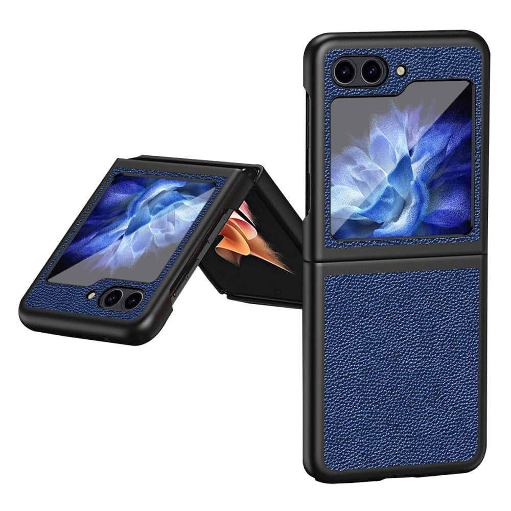 Samsung Galaxy Z Flip5 5G Litchi Leather Case - Blue