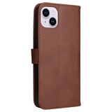 iPhone 15 Plus Leather Flip Case with Wallet and Strap - Brown