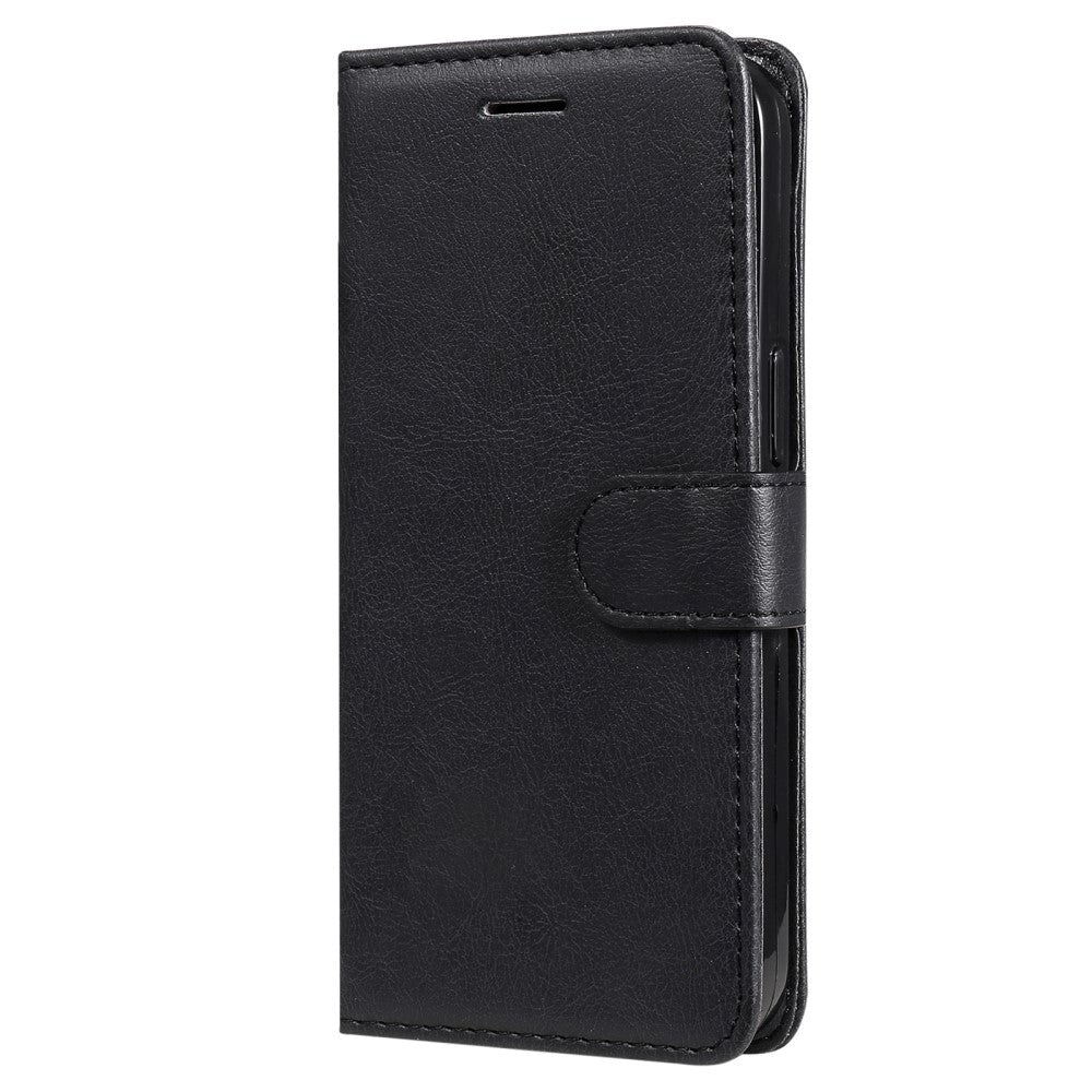 iPhone 15 Plus Leather Flip Case with Wallet and Strap - Black