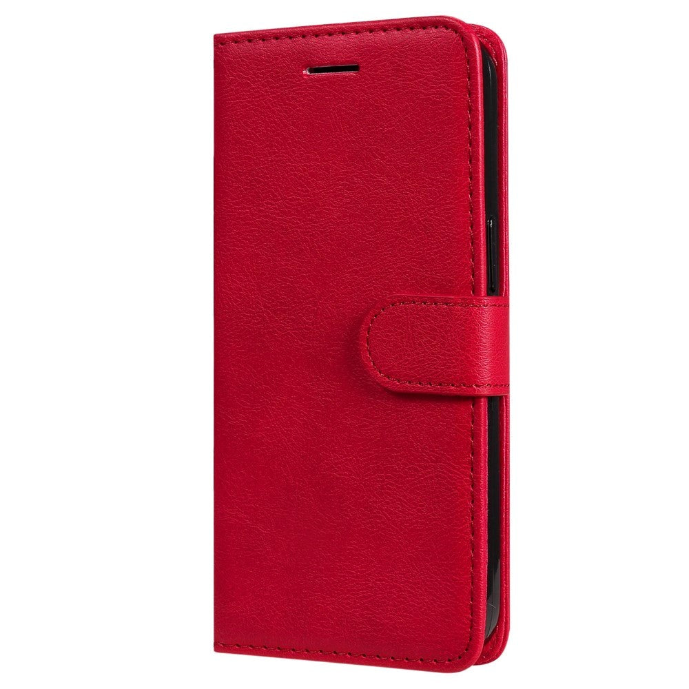 iPhone 15 Plus Leather Flip Case with Wallet and Strap - Red