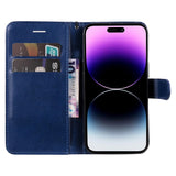 iPhone 15 Pro Leather Flip Case with Wallet and Strap - Blue