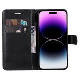 iPhone 15 Pro Max Leather Flip Case with Wallet and Strap - Black