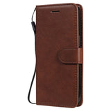 iPhone 15 Leather Flip Case with Wallet and Strap - Brown