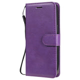 iPhone 15 Leather Flip Case with Wallet and Strap - Purple