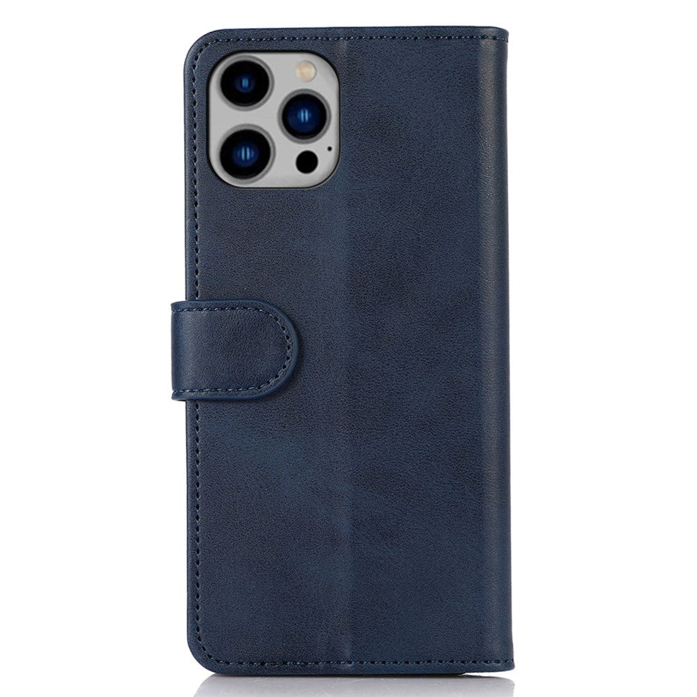 iPhone 15 Pro Max Leather Wallet Case w. Magnetic Lock - Blue