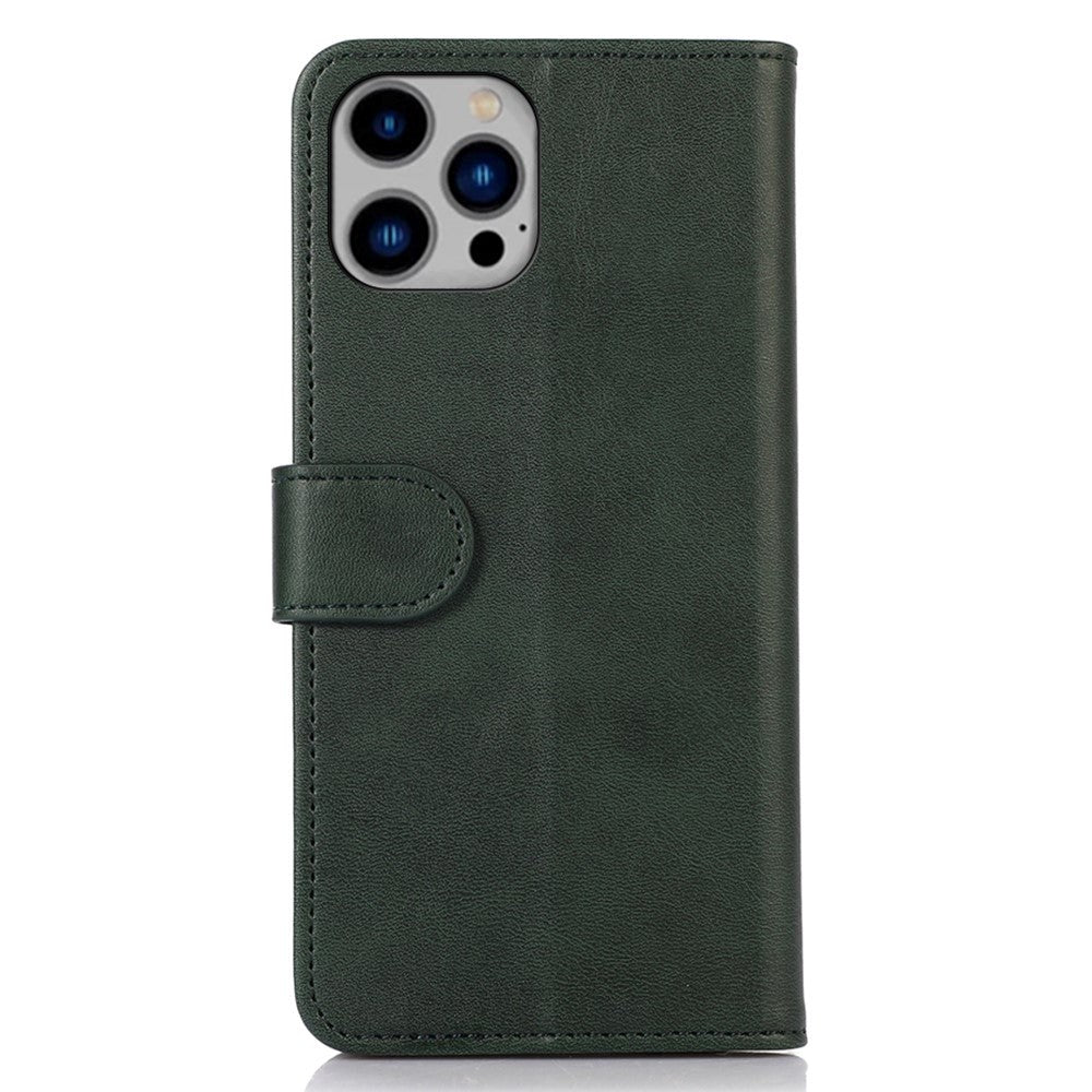 iPhone 15 Pro Max Leather Wallet Case w. Magnetic Lock - Green