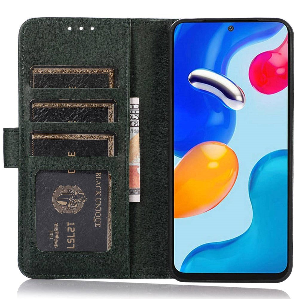 iPhone 15 Plus Leather Wallet Case w. Magnetic Lock - Green