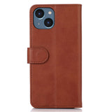 iPhone 15 Plus Leather Wallet Case w. Magnetic Lock - Brown