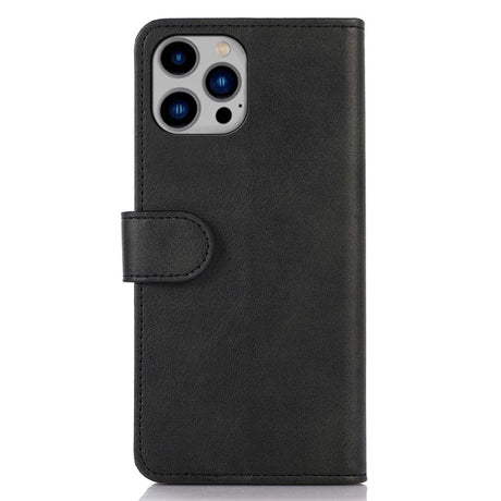 iPhone 15 Pro Leather Wallet Case w. Magnetic Lock - Black