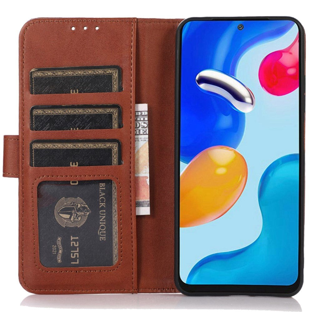 iPhone 15 Pro Leather Wallet Case w. Magnetic Lock - Brown