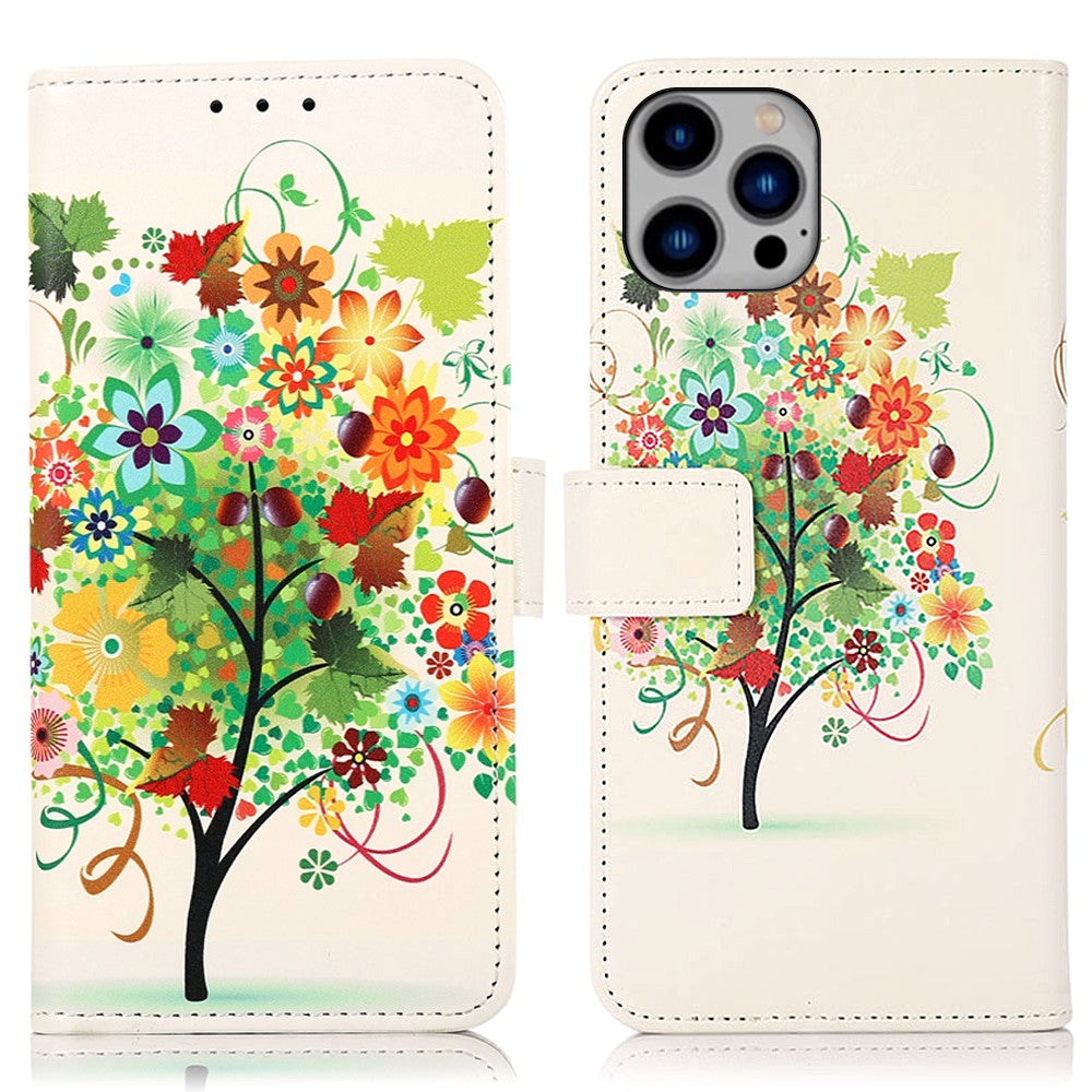 iPhone 15 Pro Leather Case w. Wallet - Fruit Tree