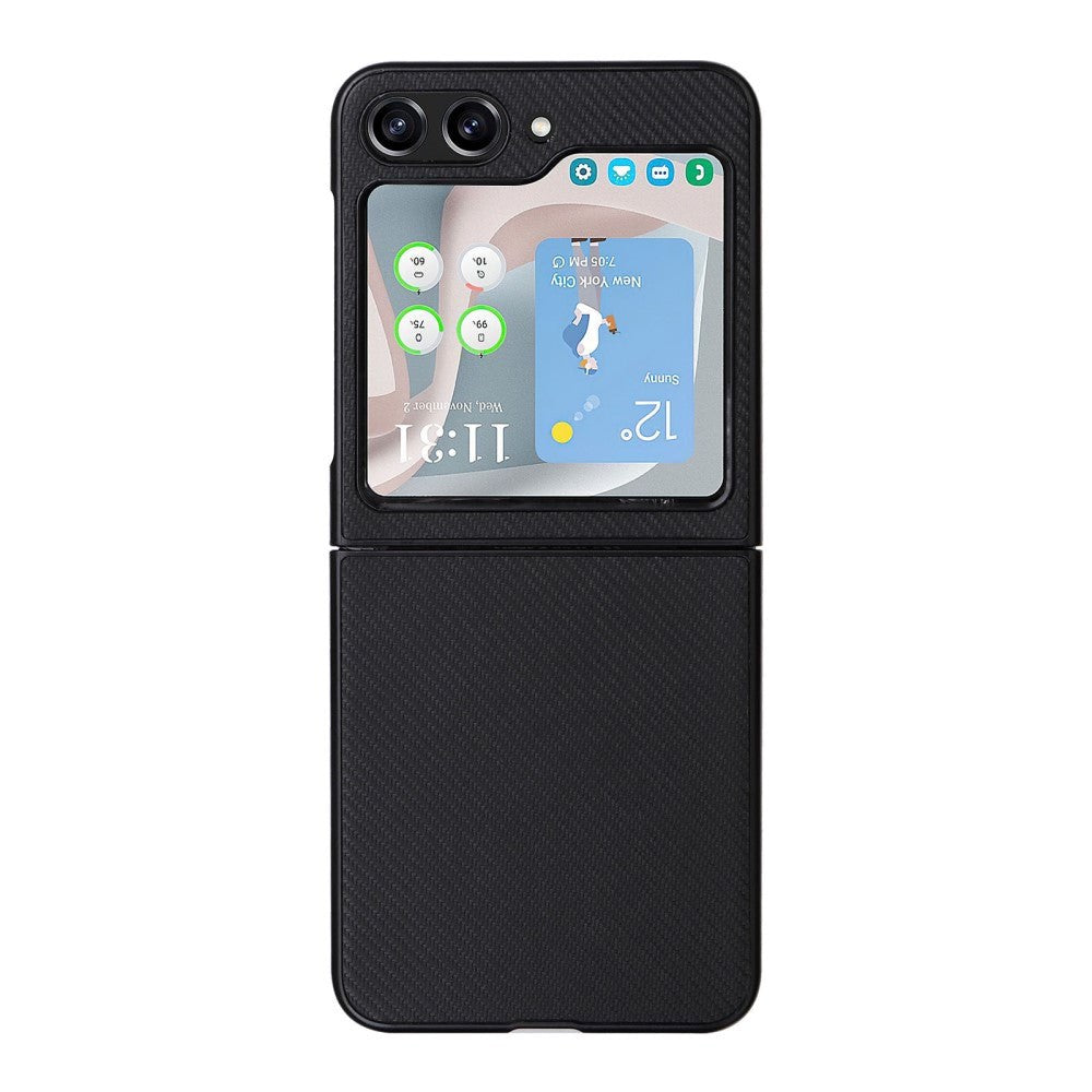 Samsung Galaxy Z Flip5 (5G) Leather Covered Plastic Case - Black Carbon