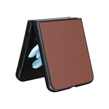 Samsung Galaxy Z Flip5 (5G) Leather Covered Plastic Case - Brown Carbon