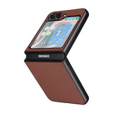 Samsung Galaxy Z Flip5 (5G) Leather Covered Plastic Case - Brown Carbon