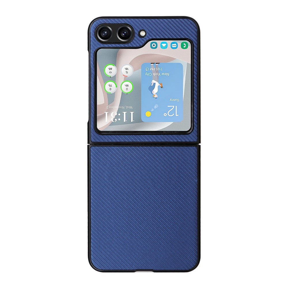 Samsung Galaxy Z Flip5 (5G) Leather Covered Plastic Case - Blue Carbon