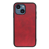 iPhone 15 Leather Covered Plastic Case - Red