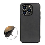 iPhone 15 Plus Leather Covered Plastic Case - Black