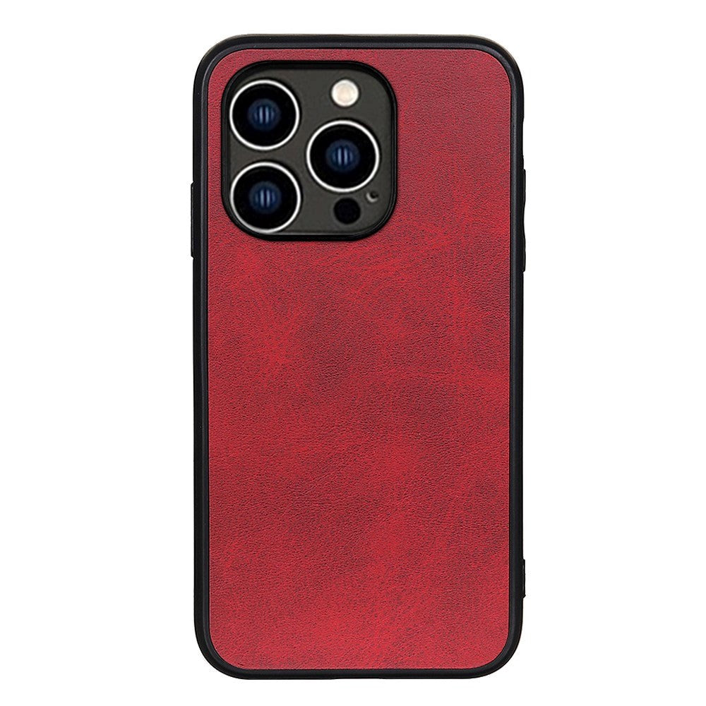 iPhone 15 Plus Leather Covered Plastic Case - Red