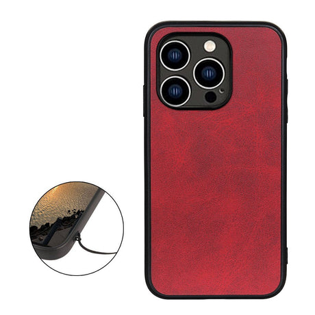 iPhone 15 Plus Leather Covered Plastic Case - Red