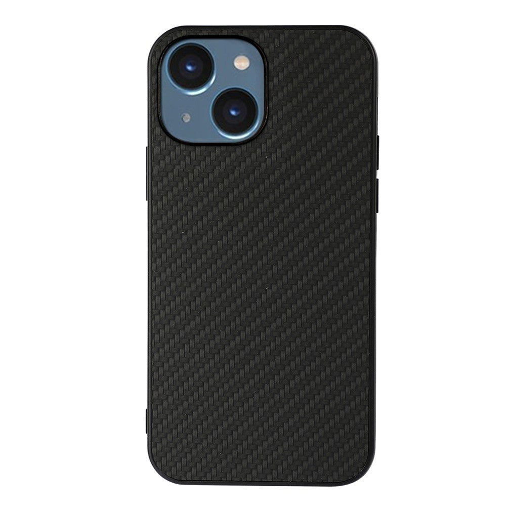 iPhone 15 Plastic Cover w. Carbon Texture - Black