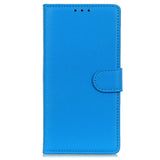 iPhone 15 Plus Litchi Leather Case w. Wallet - Blue