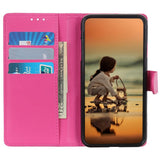 iPhone 15 Litchi Leather Case w. Wallet - Pink