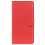 iPhone 15 Litchi Leather Case w. Wallet - Red