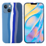 iPhone 15 Plus Silicone Case - Blue Rainbow