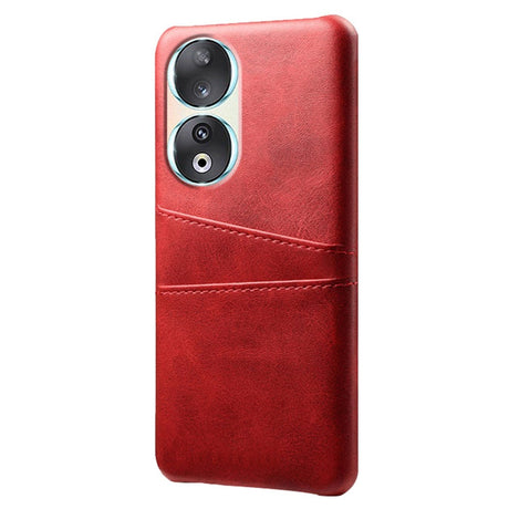 Honor 90 Leather Coated Plastic Case with Card Holder - Red