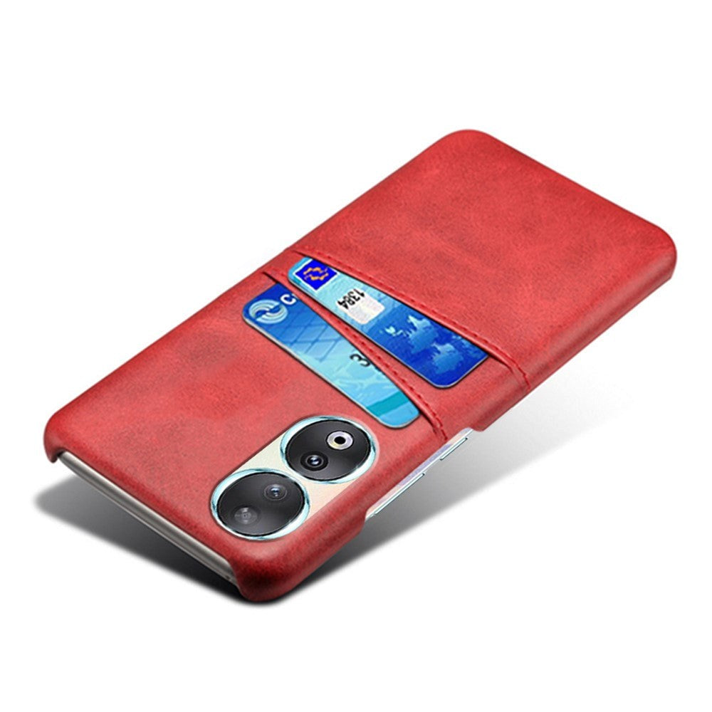 Honor 90 Leather Coated Plastic Case with Card Holder - Red