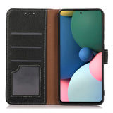 iPhone 15 Pro Max Litchi Leather Case with Card Holder - Black