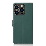 iPhone 15 Pro Max Litchi Leather Case with Card Holder - Green