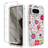 Google Pixel 8 2-in-1 Hybrid Plastic Case - Flowers & Leafs