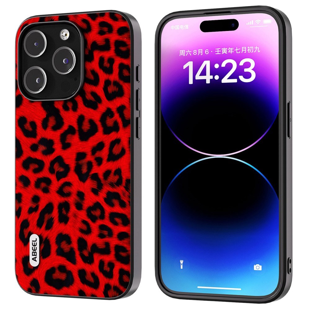 iPhone 15 Pro Max Flexible Plastic Back Case - Leopard Pattern - Red