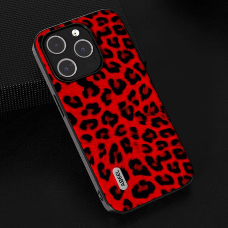 iPhone 15 Pro Max Flexible Plastic Back Case - Leopard Pattern - Red