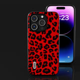 iPhone 15 Pro Max Flexible Plastic Back Case - Leopard Pattern - Red