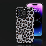 iPhone 15 Pro Max Flexible Plastic Back Case - Leopard Pattern - Silver