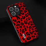 iPhone 15 Pro Flexible Plastic Back Case - Leopard Pattern - Red