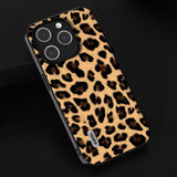 iPhone 15 Pro Flexible Plastic Back Case - Leopard Pattern - Champagne Gold