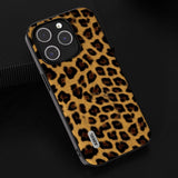 iPhone 15 Pro Flexible Plastic Back Case - Leopard Pattern - Gold