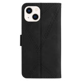 iPhone 15 Leather Case with Wallet and Strap - Black