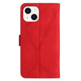 iPhone 15 Leather Case with Wallet and Strap - Red