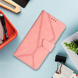 iPhone 15 Leather Case with Wallet and Strap - Pink