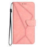 iPhone 15 Leather Case with Wallet and Strap - Pink