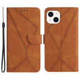 iPhone 15 Leather Case with Wallet and Strap - Brown