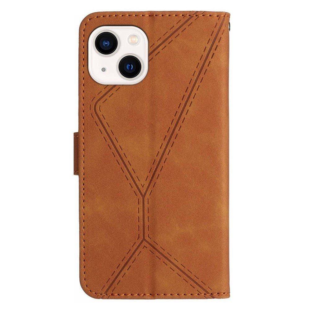 iPhone 15 Leather Case with Wallet and Strap - Brown