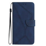 iPhone 15 Leather Case with Wallet and Strap - Blue