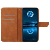 iPhone 15 Pro Max Leather Case with Wallet and Strap - Line Pattern - Brown