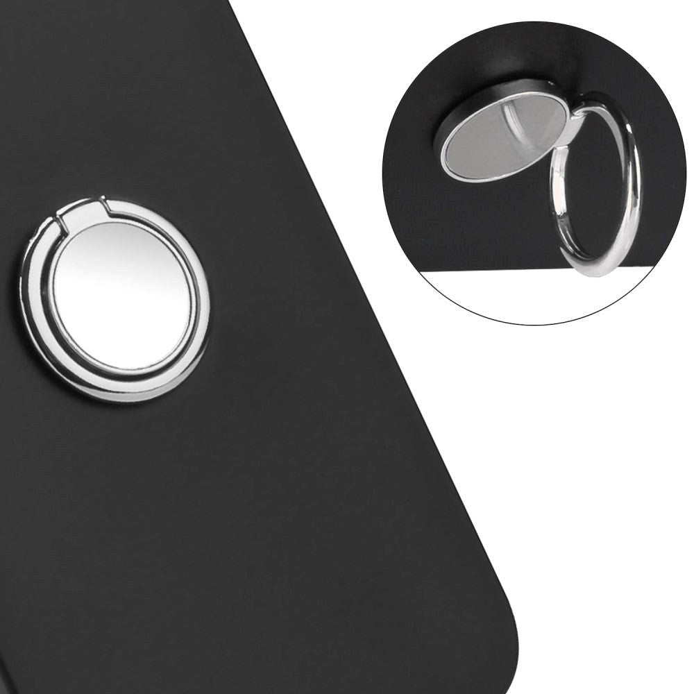 iPhone 15 Flexible Plastic Case w. Magnetic Ring Kickstand - Black w. Silver Ring